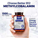 NuVIT-B12 Methylcobalamin 1500 mcg | Vitamin B12 Tablets | Energy, Focus & Nerve Support | 60 Tablets