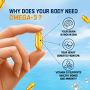 Salmega Omega-3 + Vitamin D3 Softgels | 1590mg Omega-3 with 900mg EPA, 600mg DHA & 600 IU Vitamin D3
