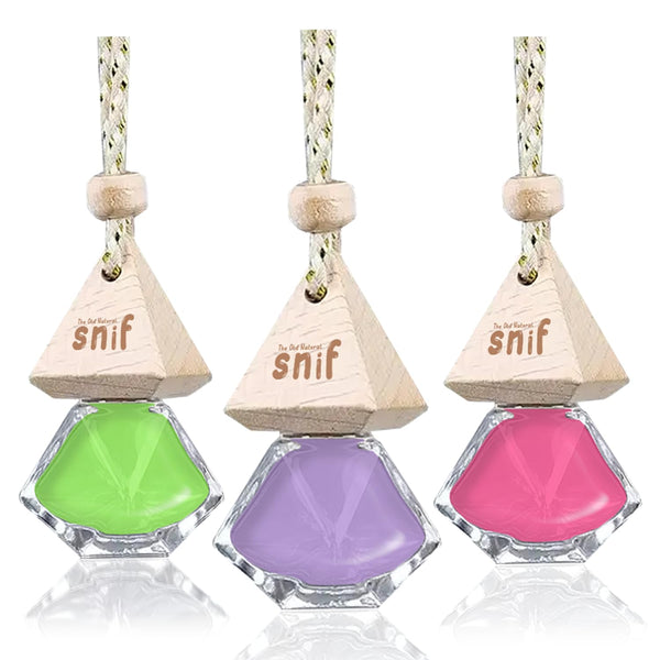 Snif Diamond Hanging Car Perfume Combo Pack with Refill Pack | (Jazzy Jasmine, Romantic Rose and Lavender Love)