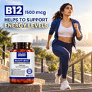 NuVIT-B12 Methylcobalamin 1500 mcg | Vitamin B12 Tablets | Energy, Focus & Nerve Support | 60 Tablets