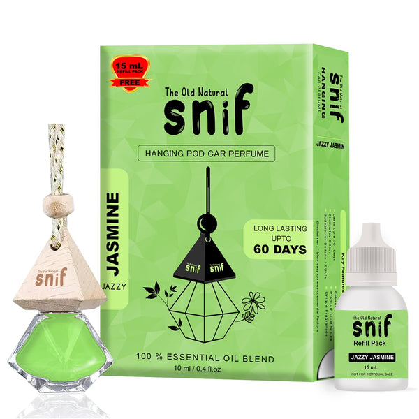 Snif Diamond Hanging Car Air Freshener with Refill Pack (Jazzy Jasmine 10ml + 15ml Refill Pack)