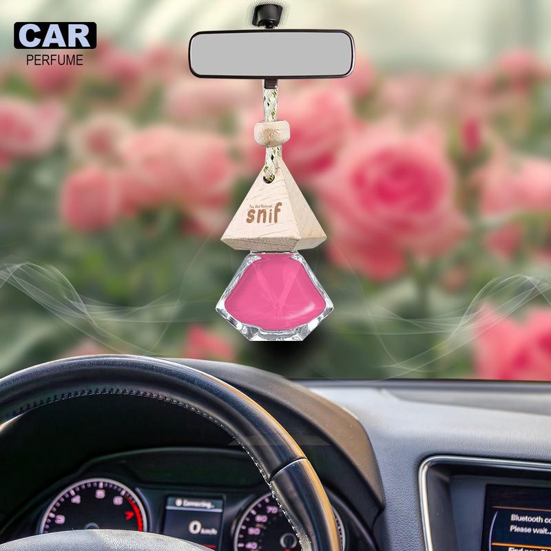 Snif Diamond Hanging Car Air Freshener with Refill Pack (Romantic Rose 10ml + 15ml Refill Pack)