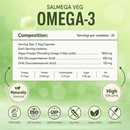 Salmega Veg Omega-3 | 450 mg EPA + 150 mg DHA from Marine Algae | 60 Capsules
