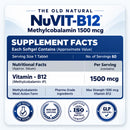NuVIT-B12 Methylcobalamin 1500 mcg | Vitamin B12 Tablets | Energy, Focus & Nerve Support | 60 Tablets