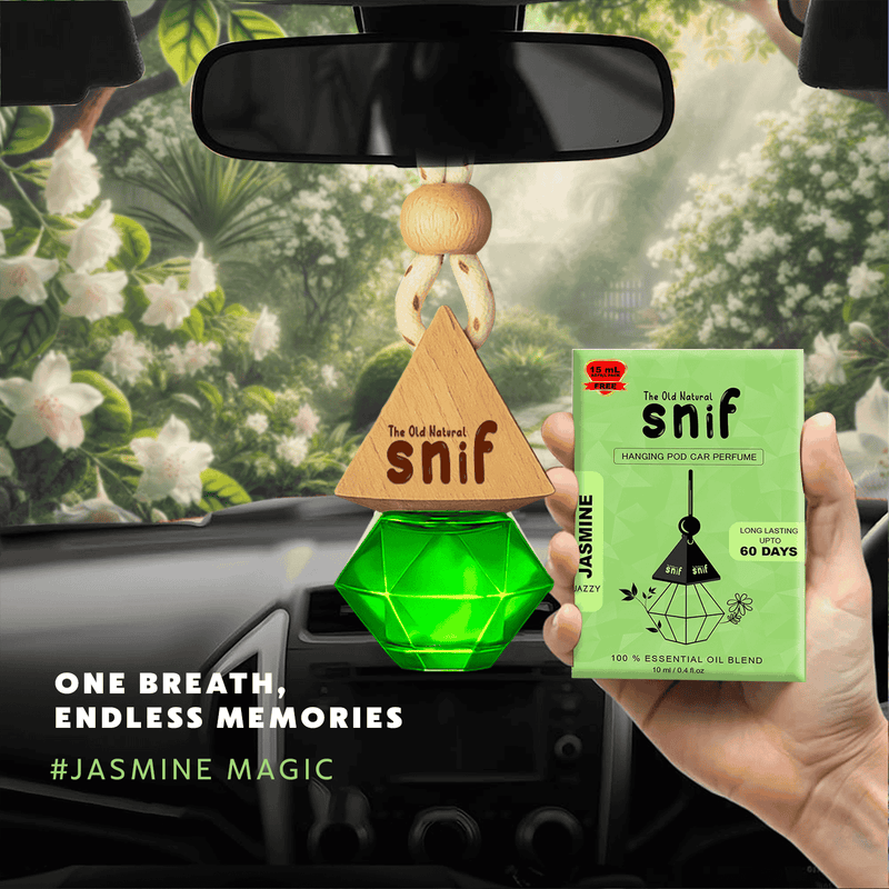 Snif Diamond Hanging Car Air Freshener with Refill Pack (Jazzy Jasmine, Breezy blue, White Oudh 10ml + 15ml Refill Pack)