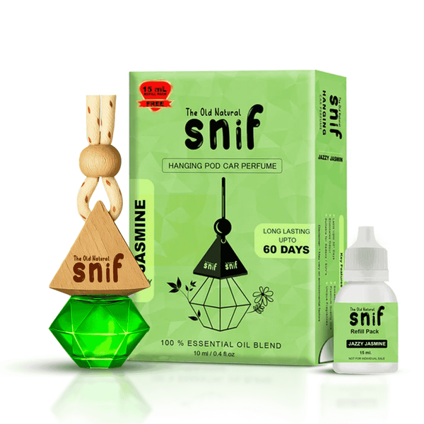 Snif Diamond Hanging Car Air Freshener with Refill Pack (Jazzy Jasmine, Breezy blue, White Oudh 10ml + 15ml Refill Pack)