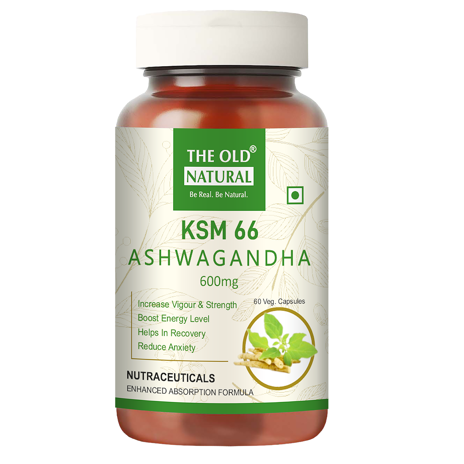 KSM-66 Ashwagandha 500 mg Veg Capsules | Extra Strength Natural Formulation | Support strength & energy | Withania Somnifera Extract - 60 Vegetarian Capsules