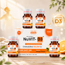 NuVit D3 60K iu Shots ( 5ml*4 Shots ) | Pack of 2 | Sugar Free | Orange Flavour