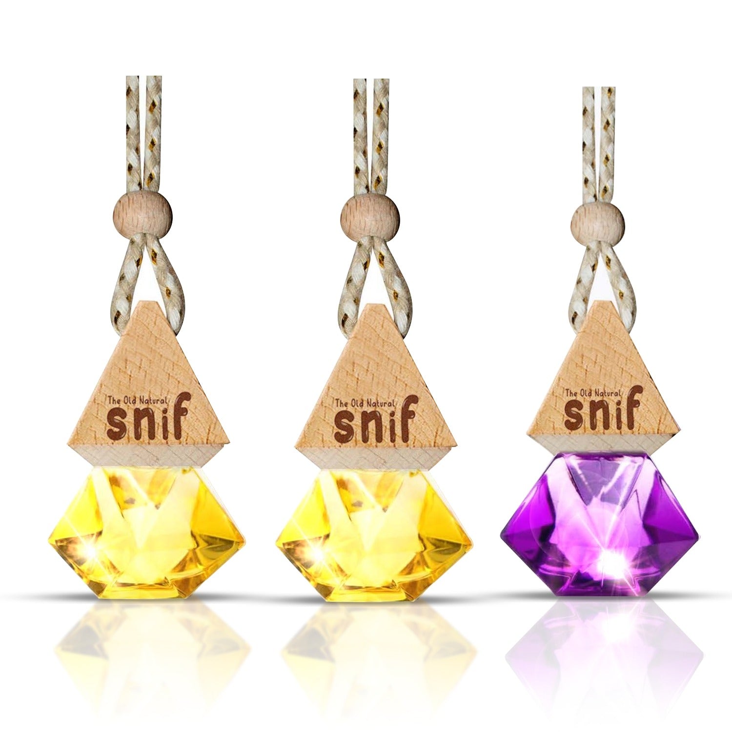 Snif Diamond Hanging Car Air Freshener with Refill Pack (Sandal Twig 10ml + 15ml Refill Pack)