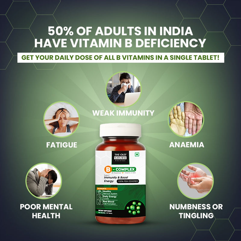 The Old Natural B-Complex | Complete Vitamin B Supplement for Immunity, Energy & Nerve Health | 60 Tablets