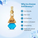 Snif Diamond Hanging Car Air Freshener with Refill Pack (Breezy Blue 10ml + 15ml Refill Pack)