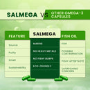 The Old Natural Salmega Veg Omega 3 |1600mg Marine Algae Omega | 450mg EPA & 150mg DHA | Vegetarian Omega 3 | Algal DHA | Plant Based | No Fish Oil Used Capsules for Men & Women - 60 Veg Capsules