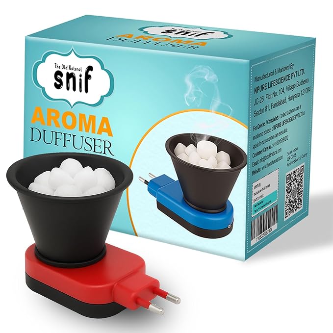Snif® Bhimseni Camphor with Electric Diffuser | for Burning Camphor, Essential Oils & Dhoop | Multipurpose Fragrance Diffuser Combo