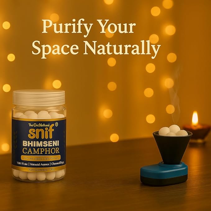 Snif® Bhimseni Camphor with Electric Diffuser | for Burning Camphor, Essential Oils & Dhoop | Multipurpose Fragrance Diffuser Combo