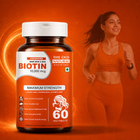 The Old Natural Biotin 10000mcg Enhanced Hair, Skin & Nails Health Veg Tablets for Radiant Beauty & Vitality (60 Tablets) (Pack of 1)
