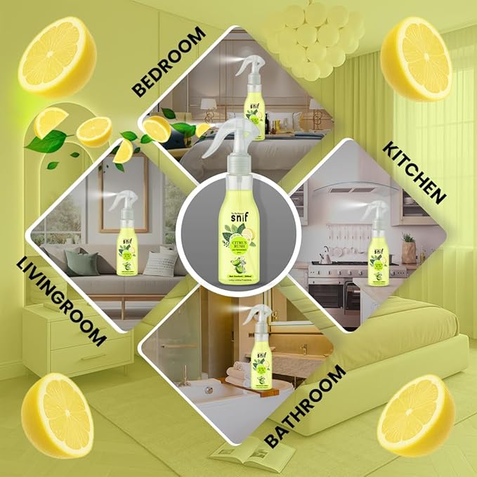 The Old Natural Snif Citrus Rush Room Air Freshener | Long Lasting Fragrance with Essential Oils 1000+ Sprays | Room & Car Freshener (Citrus Rush 200ml)