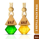 Snif Diamond Hanging Car Air Freshener with Refill Pack (Jazzy Jasmine, Breezy blue, White Oudh 10ml + 15ml Refill Pack)