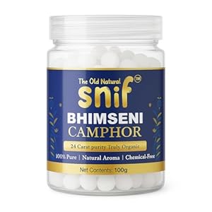Snif Bhimseni Camphor Tablets | 100% Pure & Natural Camphor from Pine Tree Extract | Ideal for Pooja, Diffusers, Meditation & Aarti (100g)