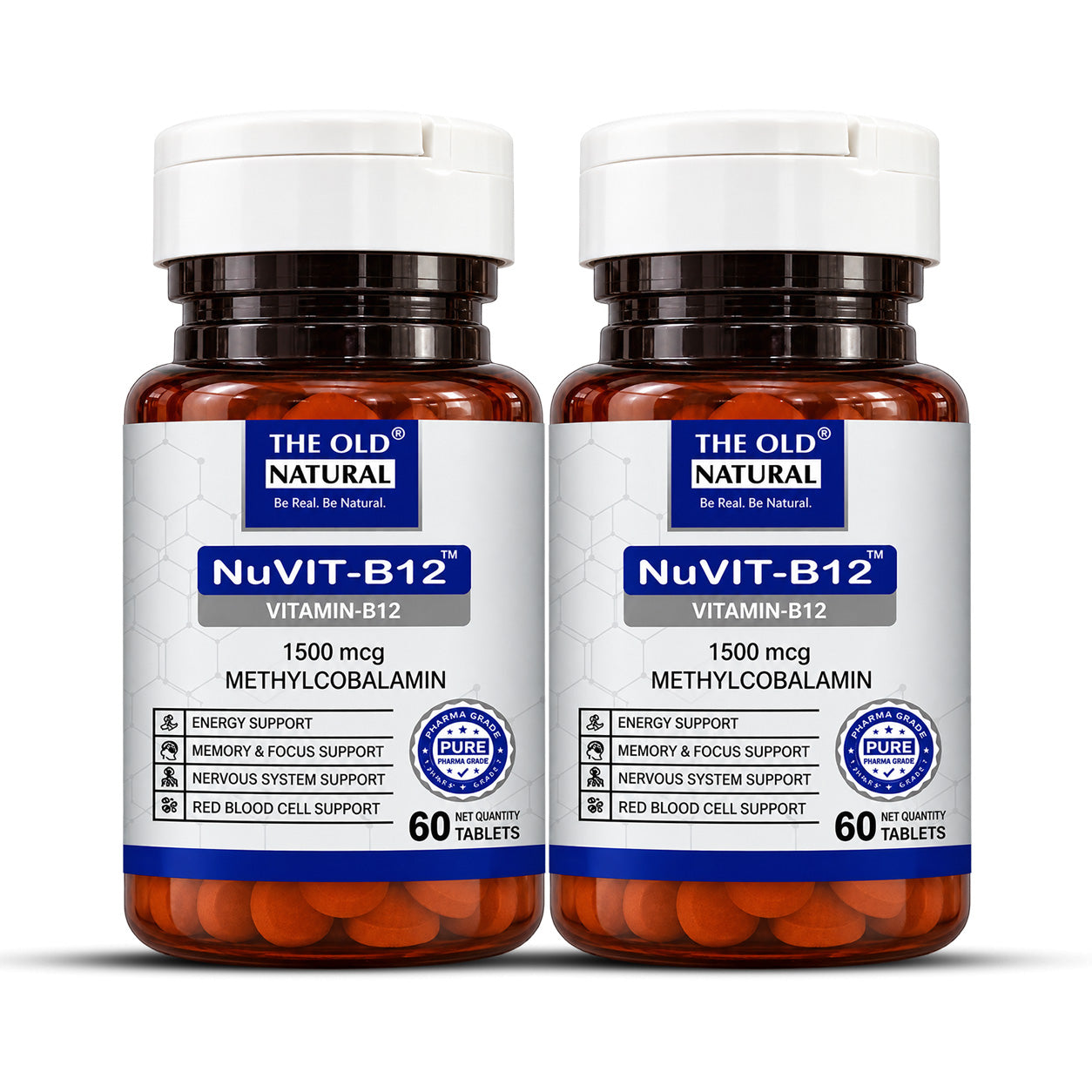 NuVIT-B12 Methylcobalamin 1500 mcg | Vitamin B12 Tablets | Energy, Focus & Nerve Support | 60 Tablets