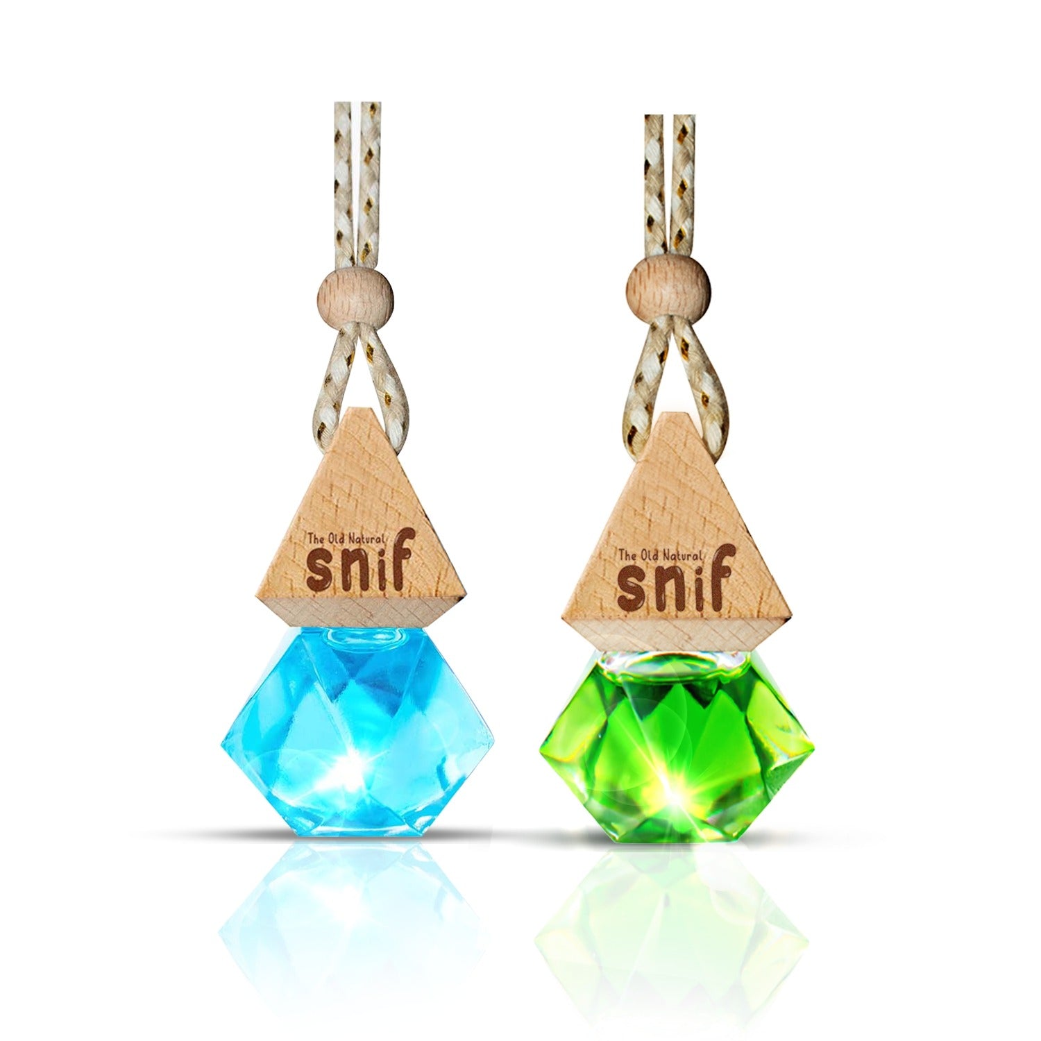 Snif Diamond Hanging Car Air Freshener with Refill Pack (Breezy Blue 10ml + 15ml Refill Pack)