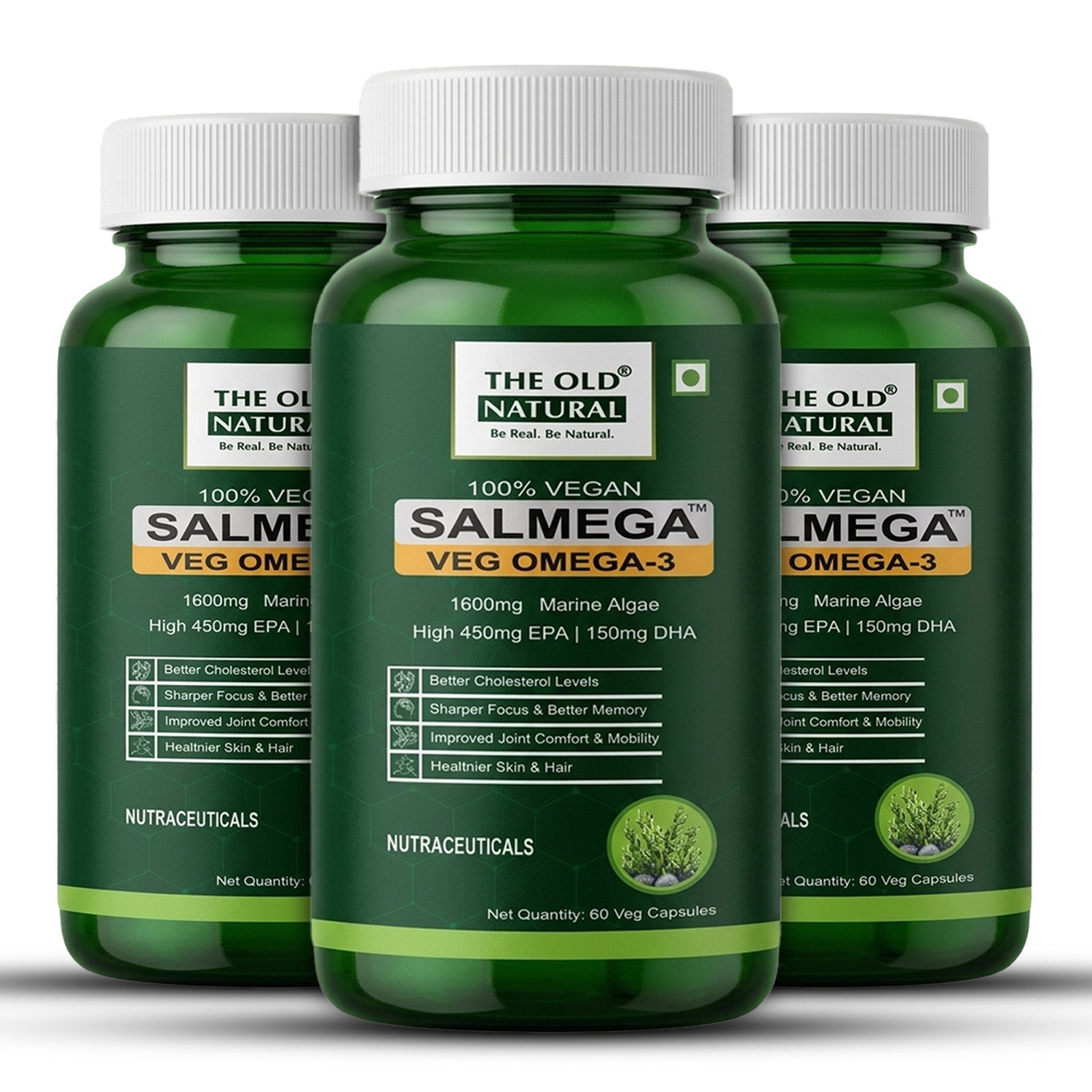 Salmega Veg Omega-3 | 450 mg EPA + 150 mg DHA from Marine Algae | 60 Capsules