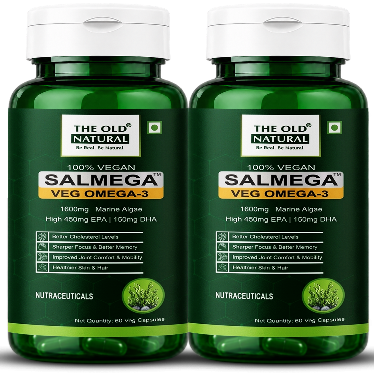 Salmega Veg Omega-3 | 450 mg EPA + 150 mg DHA from Marine Algae | 60 Capsules