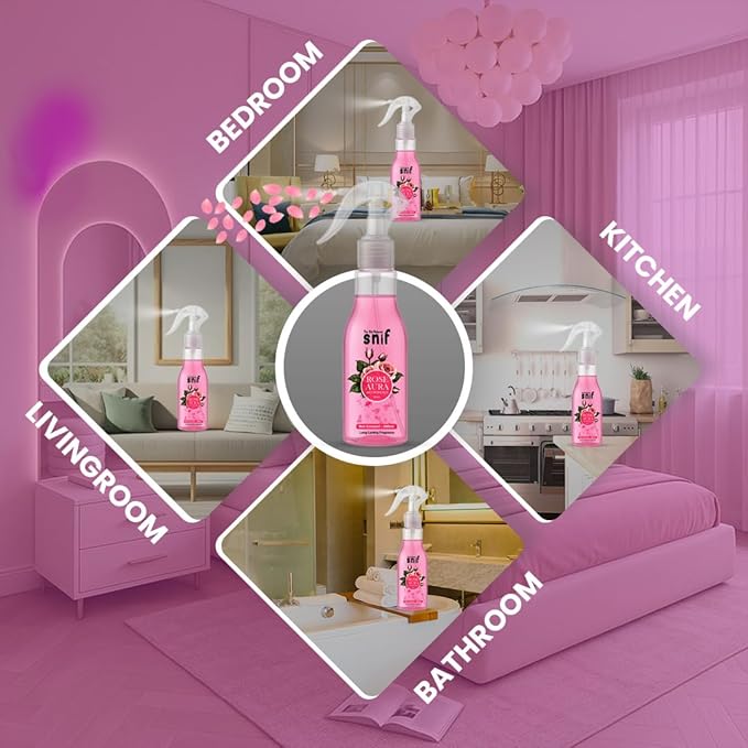 The Old Natural Snif Rose Aura Room Air Freshener | Long Lasting Fragrance with Essential Oils 1000+ Sprays | Room & Car Freshener (Rose Aura 200ml)