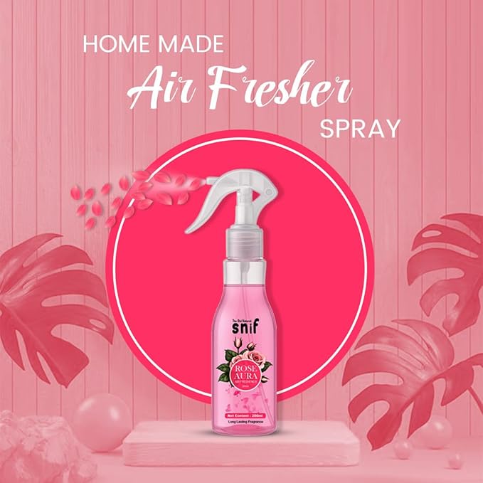 The Old Natural Snif Rose Aura Room Air Freshener | Long Lasting Fragrance with Essential Oils 1000+ Sprays | Room & Car Freshener (Rose Aura 200ml)