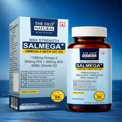 Salmega Omega-3 + Vitamin D3 | High Strength 1590mg Omega-3 (900mg EPA & 600mg DHA) with 600 IU Vitamin D3